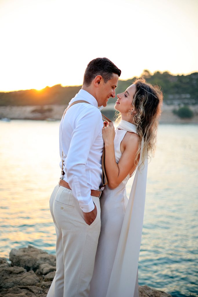 Gün batımında gelin damat fotoğraf çekimi Urla İzmir 